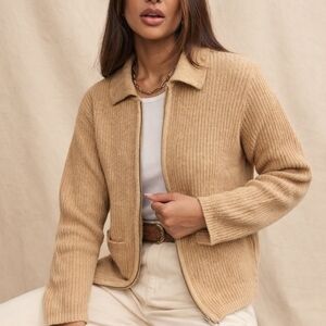Vintage 100% Shetland Wool Zip Cardigan – Timeless Classic